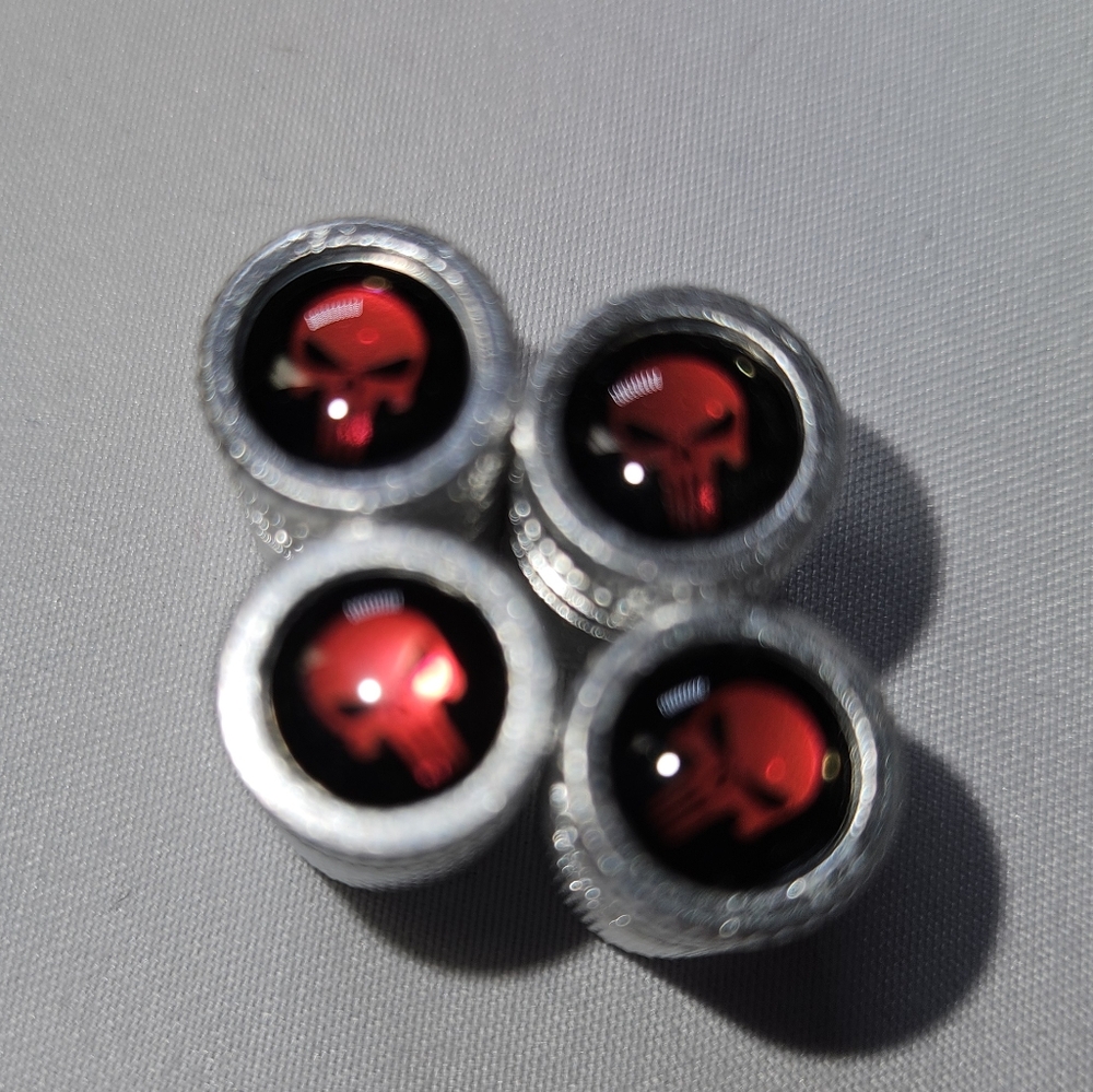 Red Skull Tire Valve Caps